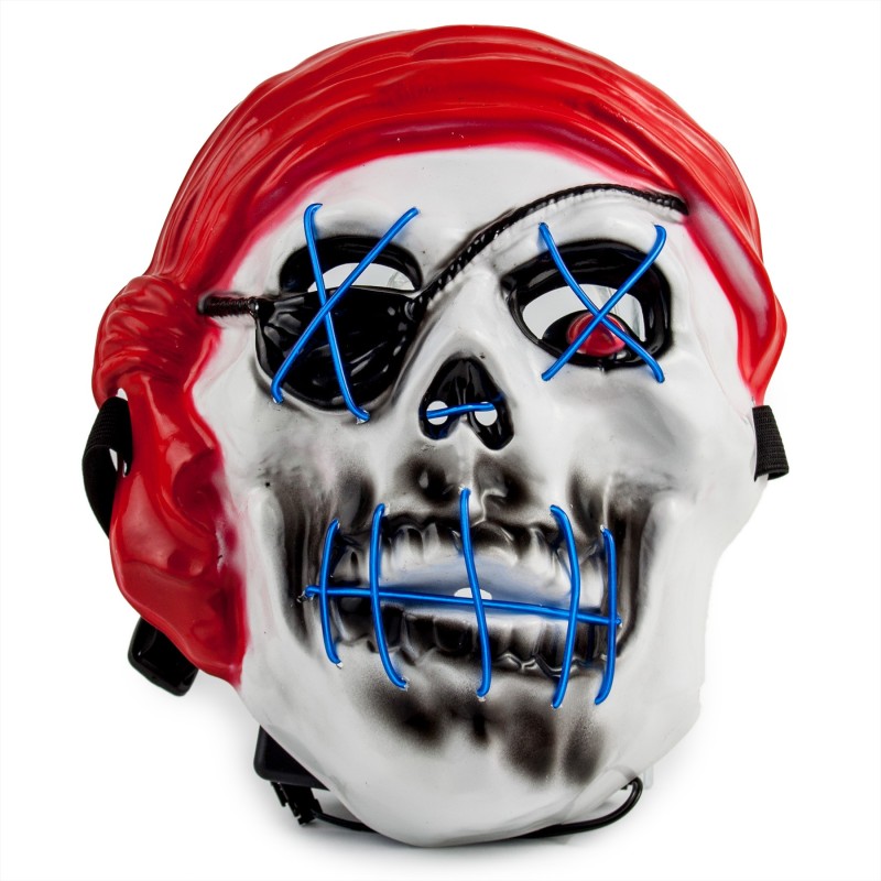 Maska LED Halloween Pirat Świecąca