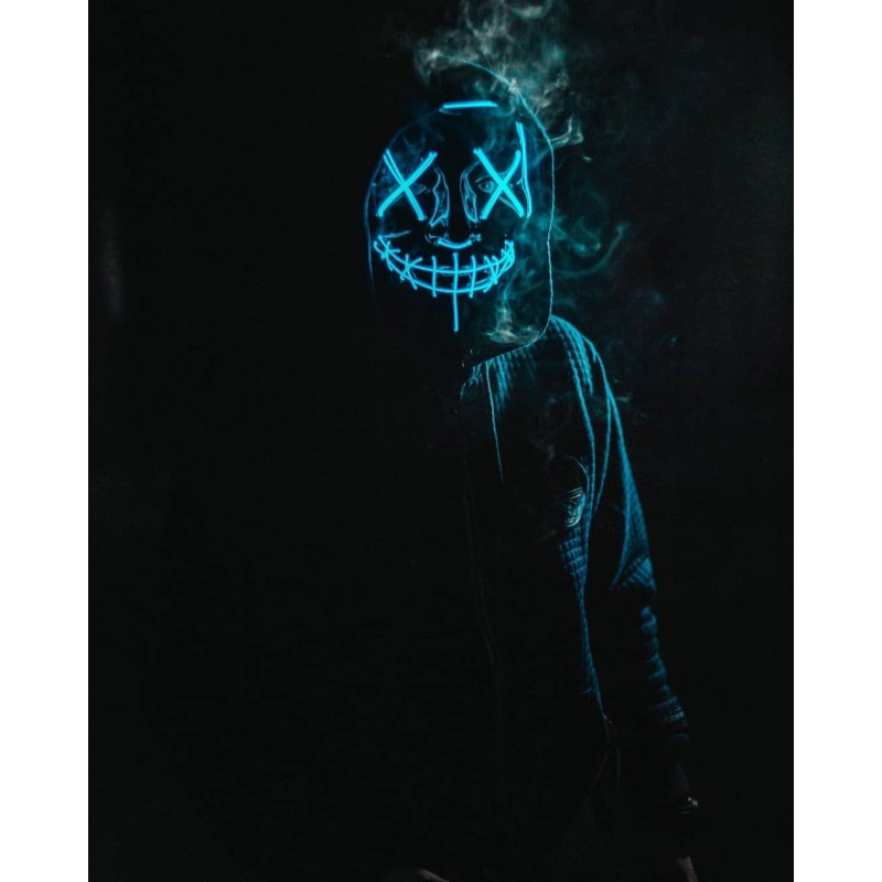 Maska LED Halloween Pirat Świecąca