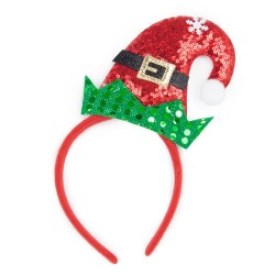 opaska świąteczna z kokardą cekinową HoHoHo