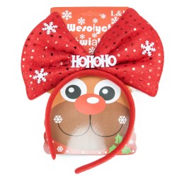 opaska świąteczna z kokardą cekinową HoHoHo