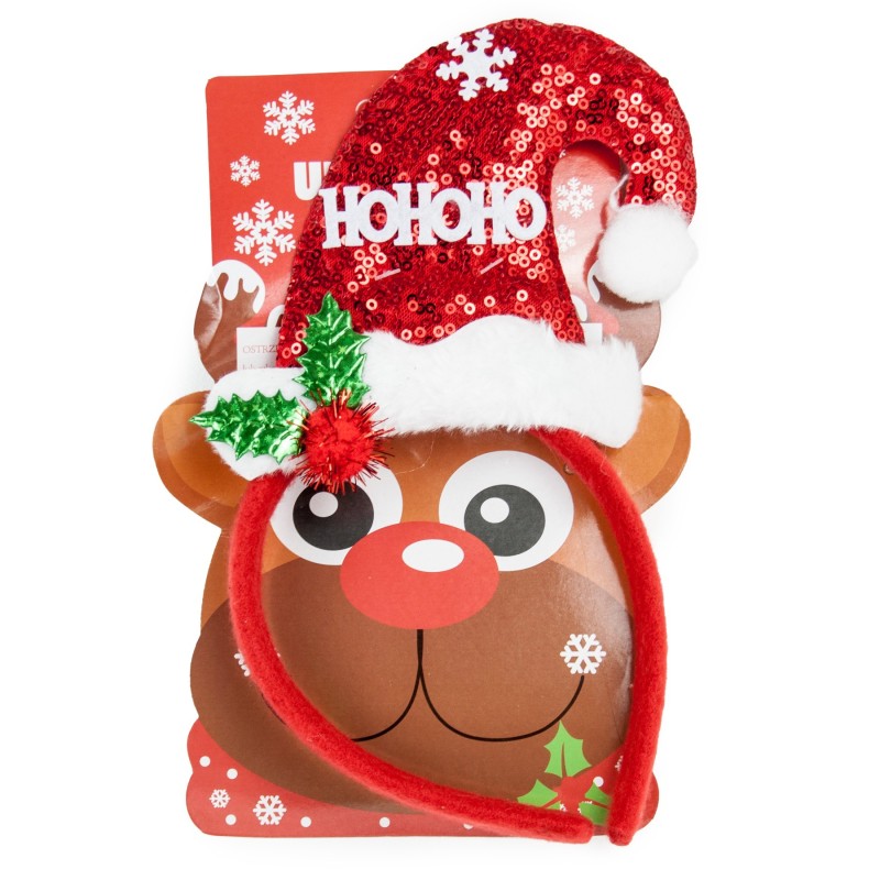 opaska świąteczna z kokardą cekinową HoHoHo