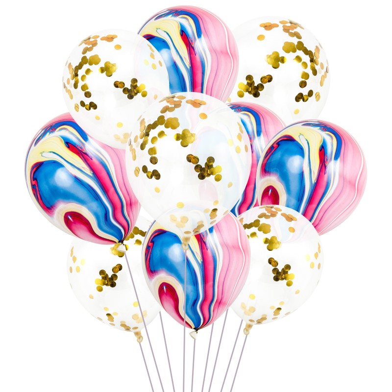 Marmur candy i confetti - zestaw balonów 10 szt