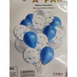 Bukiet balonów niebieskie srebrne metaliczne 18szt.