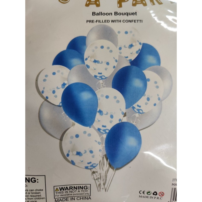 Bukiet balonów niebieskie srebrne metaliczne 18szt.