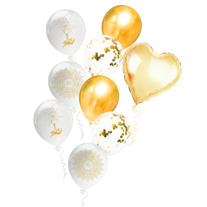IHS Bukiet balonów serce confetti KOMUNIA