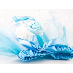 Kolorowa Spódnica Tutu Kręcąca Się - niebiesko biała