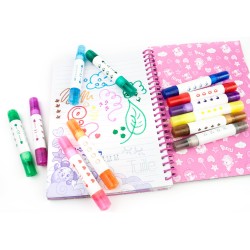 Flamastry dwustronne ze stempelkami 12szt