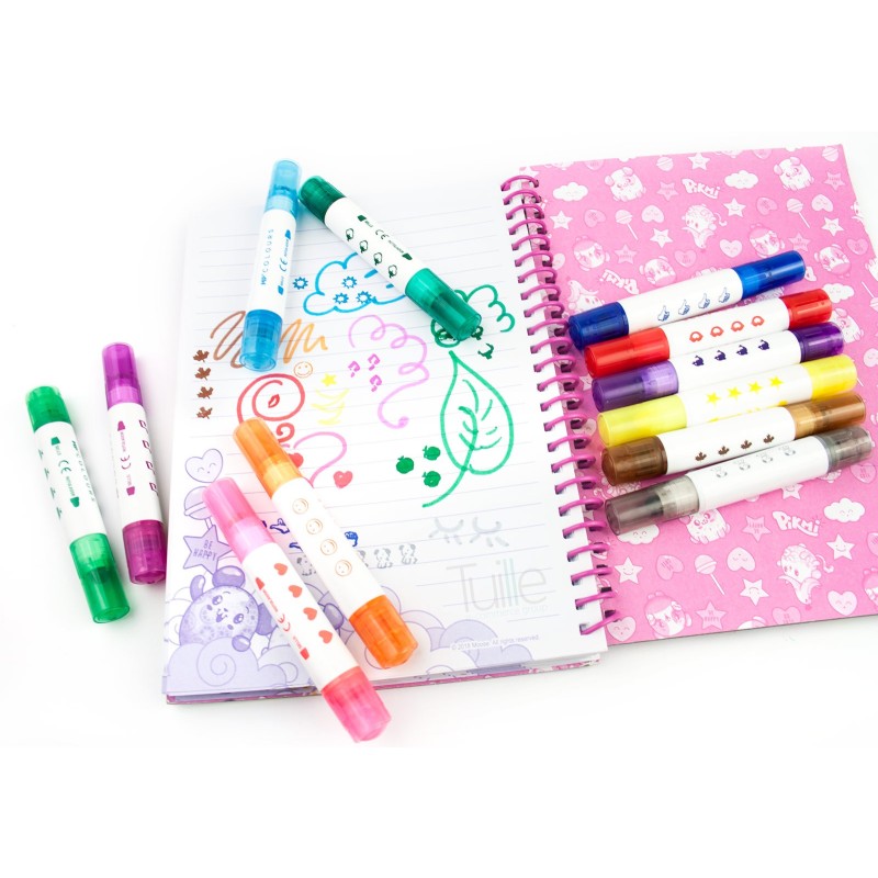 Flamastry dwustronne ze stempelkami 12szt