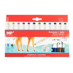 Flamastry dwustronne ze stempelkami 12szt