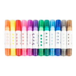 Flamastry dwustronne ze stempelkami 12szt