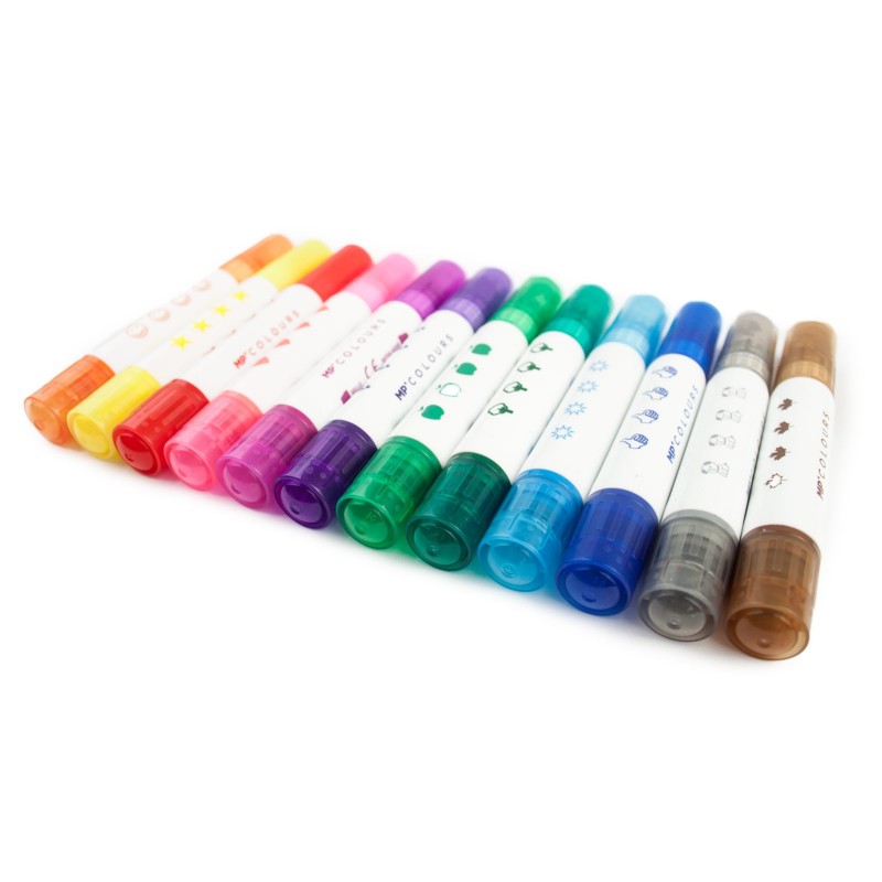 Flamastry dwustronne ze stempelkami 12szt