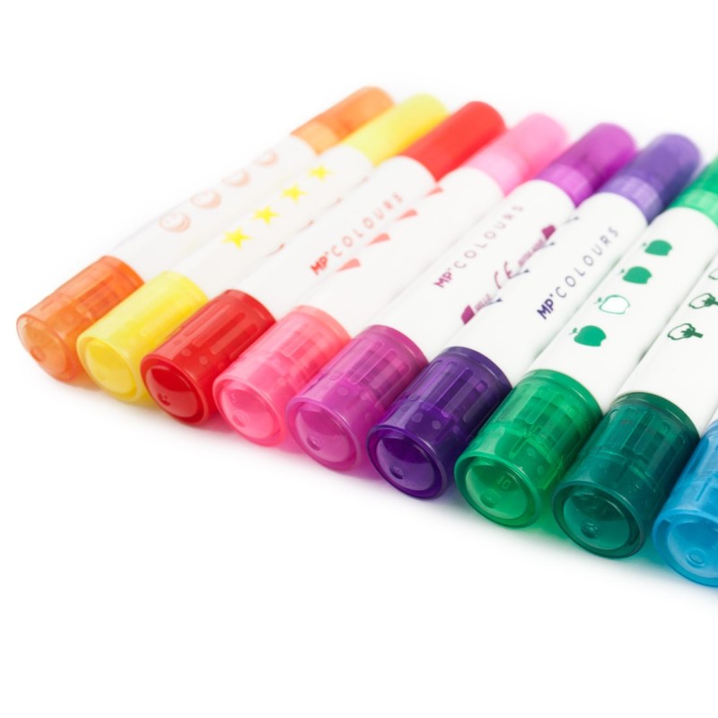 Flamastry dwustronne ze stempelkami 12szt