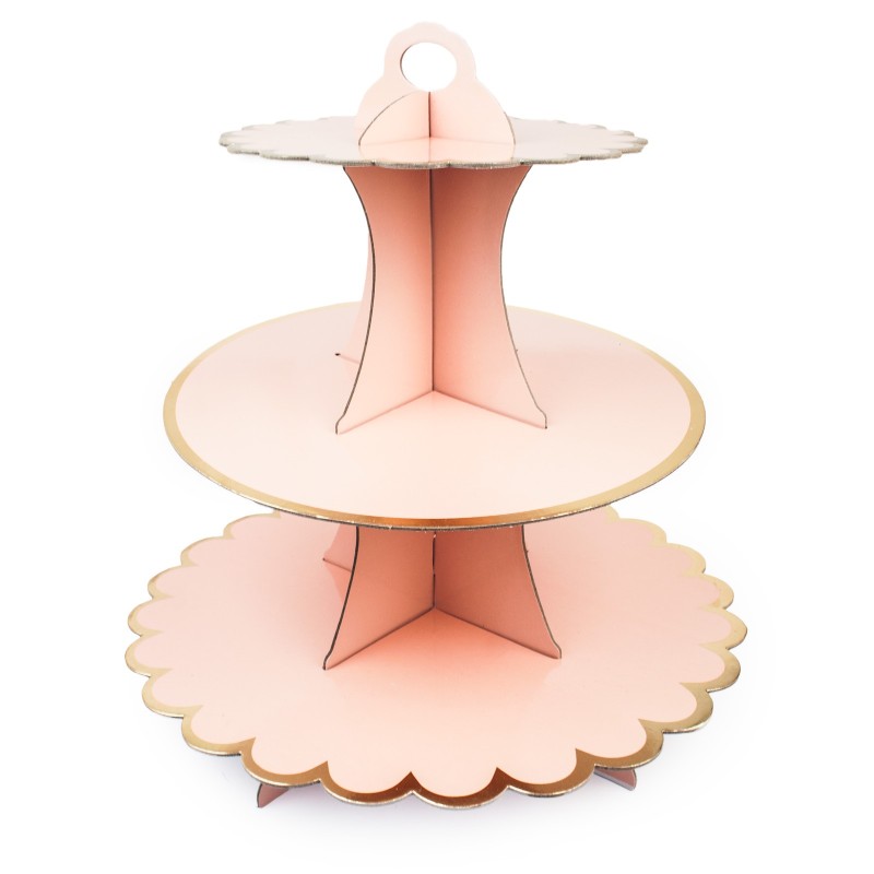 Patera etażerka 3-poziomowa złoto różowa 35 cm