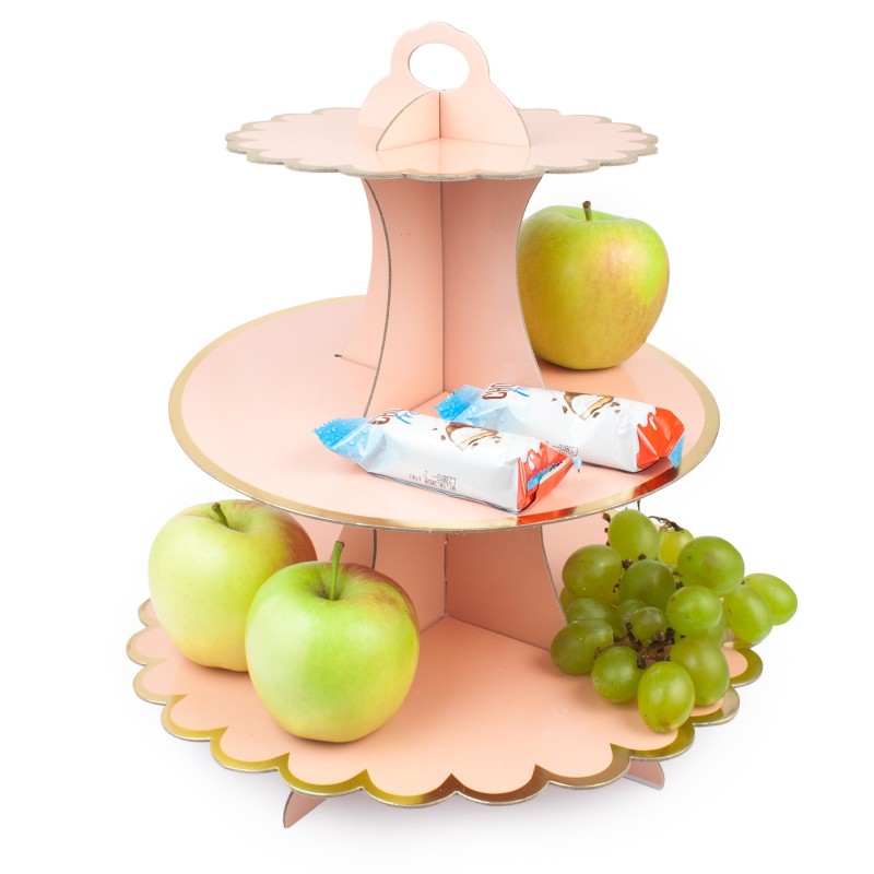 Patera etażerka 3-poziomowa złoto różowa 35 cm
