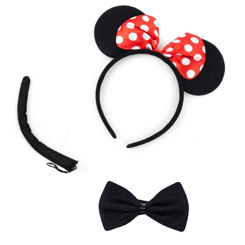 Zestaw Przebranie Myszka Minnie Spódniczka Opaska Muszka Ogonek