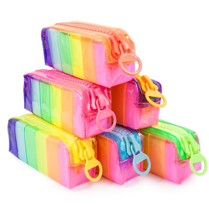 Kolorowy Piórnik z dużym suwakiem tęczowy