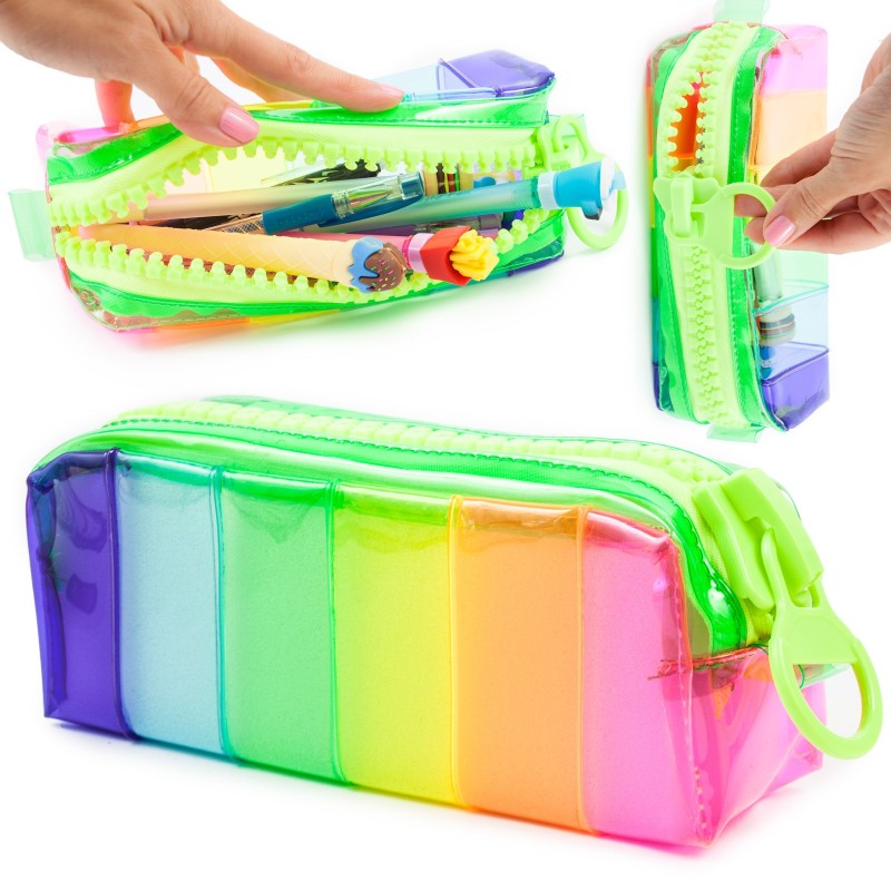 Kolorowy Piórnik z dużym suwakiem tęczowy