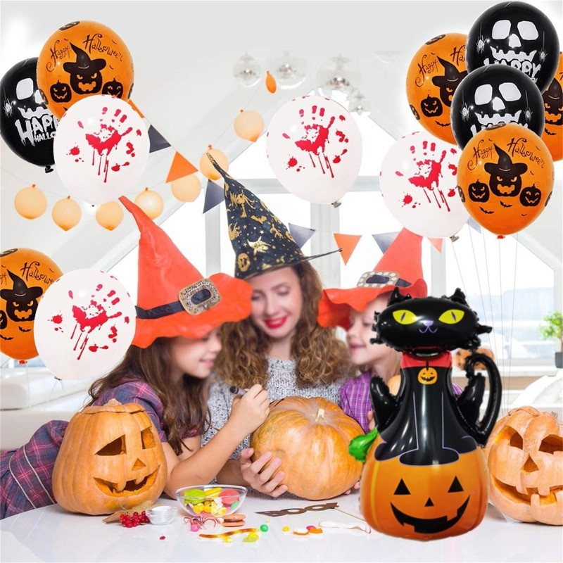 Balon Halloween Foliowy Kot i Dynia