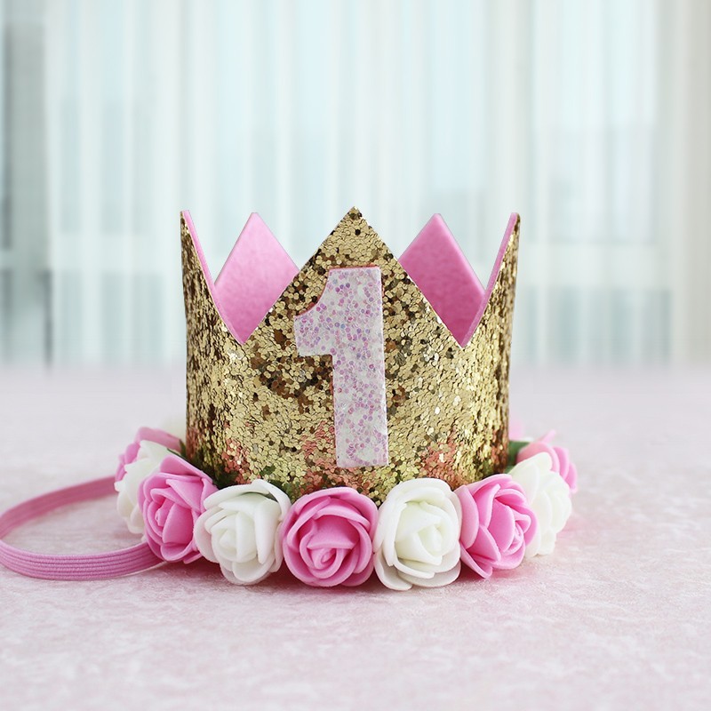 Opaska Korona na Roczek z Kwiatami