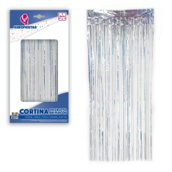 Kurtyna metaliczna holo imprezowa srebrna tło