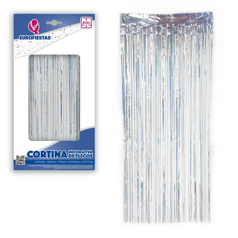 Kurtyna metaliczna holo imprezowa srebrna tło