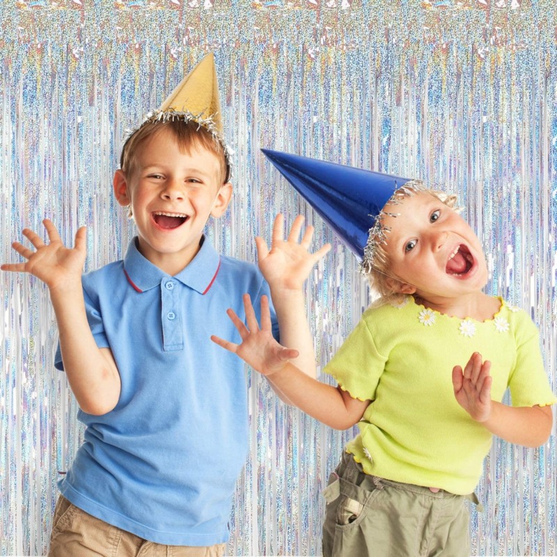 Kurtyna metaliczna holo imprezowa srebrna tło