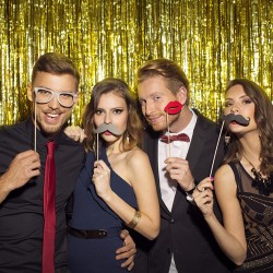 Kurtyna imprezowa metaliczna złota tło foto event