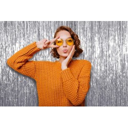 Kurtyna srebrna imprezowa metaliczna tło foto