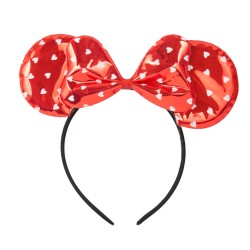 Hologramowa opaska Minnie z kokardą serduszka