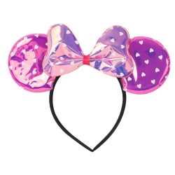 Hologramowa opaska Minnie z kokardą serduszka