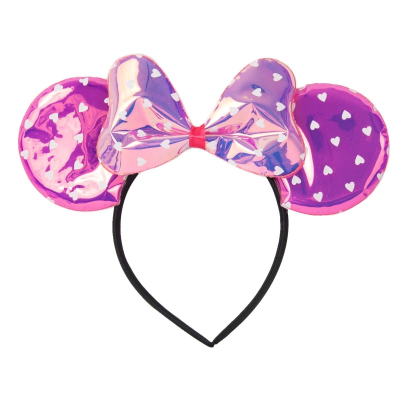 Hologramowa opaska Minnie z kokardą serduszka