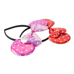 Hologramowa opaska Minnie z kokardą serduszka