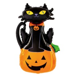 Balon Halloween Foliowy Kot i Dynia