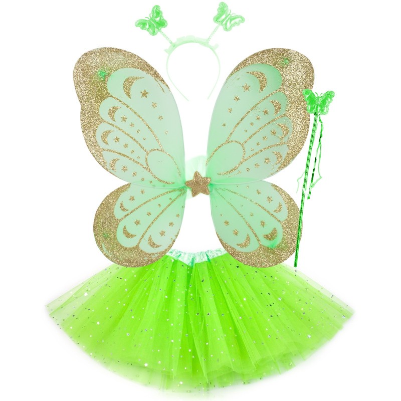 Zestaw motyl skrzydełka zielone brokat
