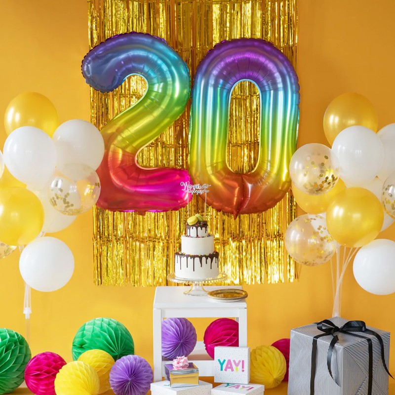 Balon foliowy tęczowy cyfra 100cm