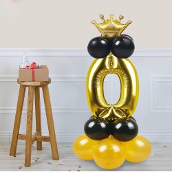 Balon złota cyfra z koroną zestaw Złoty
