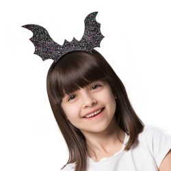 Opaska do włosów nietoperz czarna brokatowa na Halloween