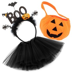 Strój na Halloween tutu BOO z torebką Dynia