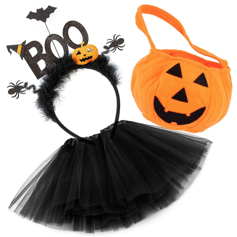 Strój na Halloween tutu BOO z torebką Dynia