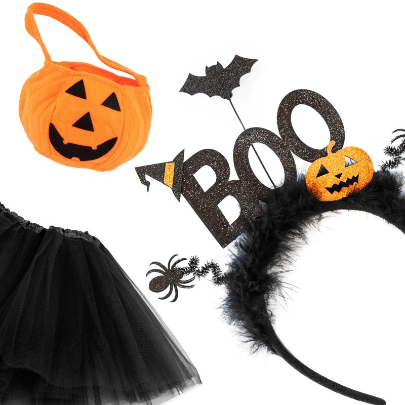 Strój na Halloween tutu BOO z torebką Dynia