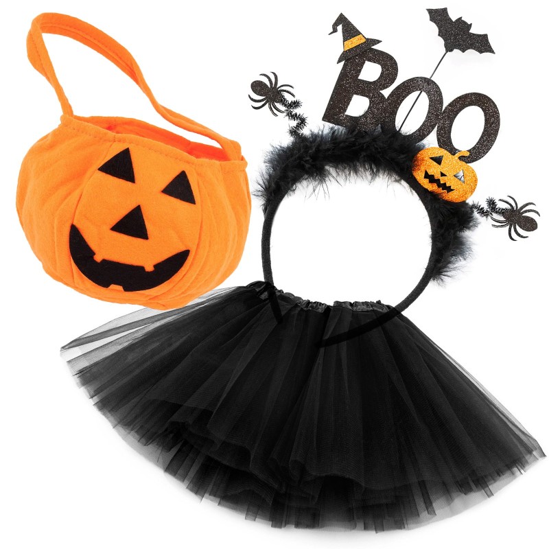 Strój na Halloween tutu BOO z torebką Dynia
