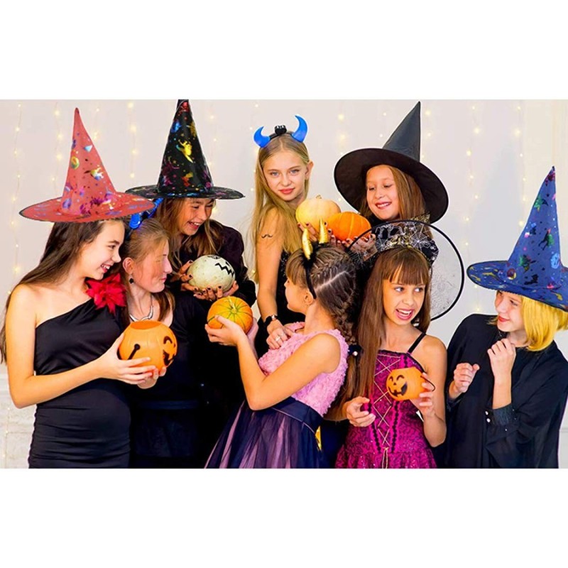 Kapelusz Czarownica Wiedźma Halloween KOLOROWY PRZEŹROCZEK