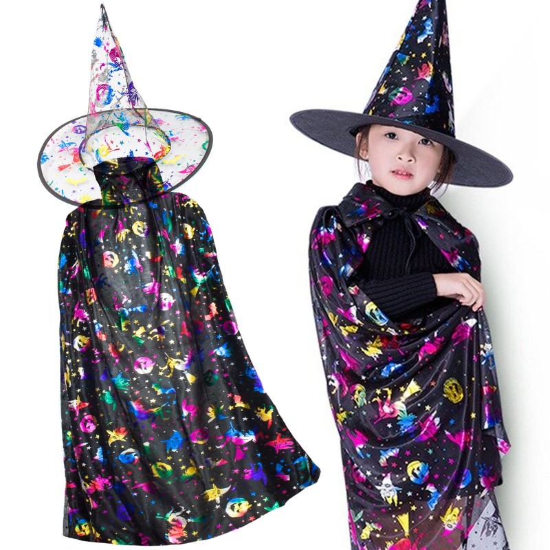 Peleryna Czarownica Wiedźma Czarownik + kapelusz