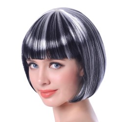 Peruka czarno białe włosy bob
