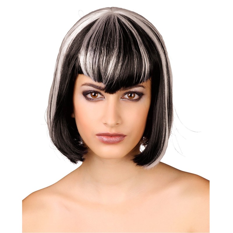 Peruka czarno białe włosy bob