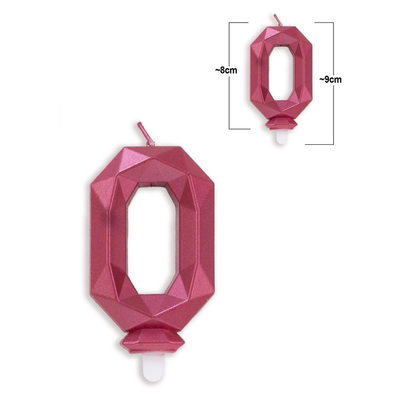 Wiśniowa Świeczka Urodzinowa Cyfra Burgund Metaliczny róż kryształ