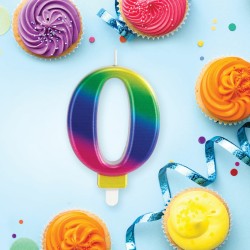 Świeczka urodzinowa cyfra tęczowa metaliczna