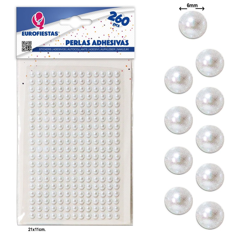 Perełki Perłowe NAKLEJKI kryształki DŻETY 6mm 260szt.