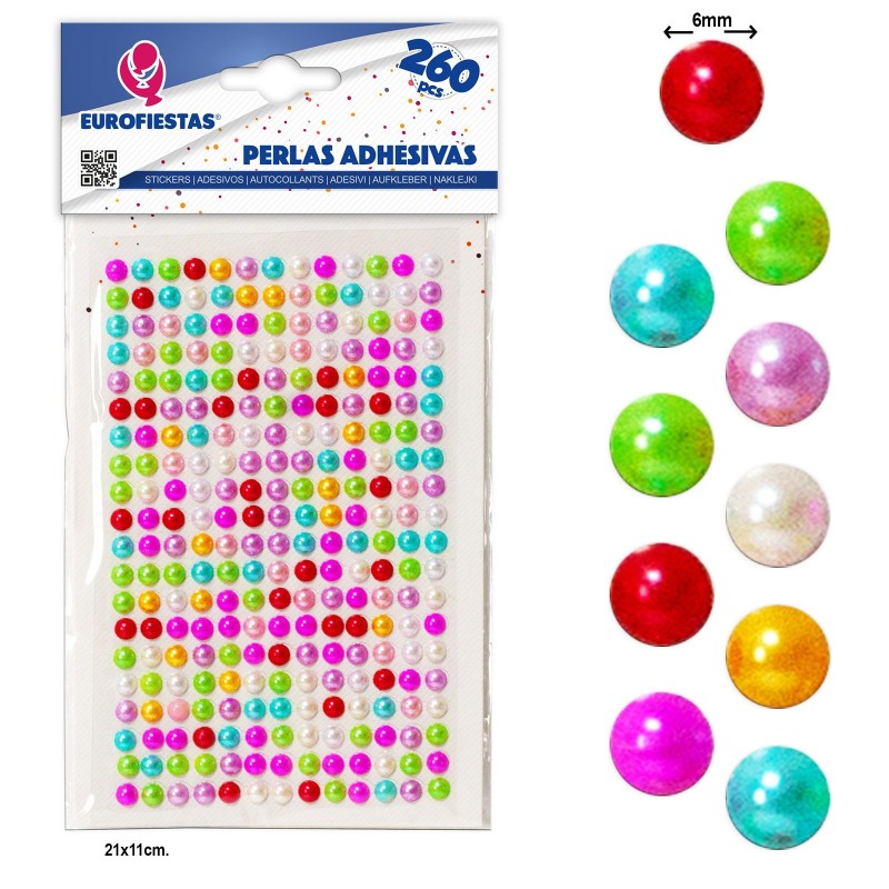 Perełki Perłowe NAKLEJKI kryształki DŻETY 6mm 260szt.