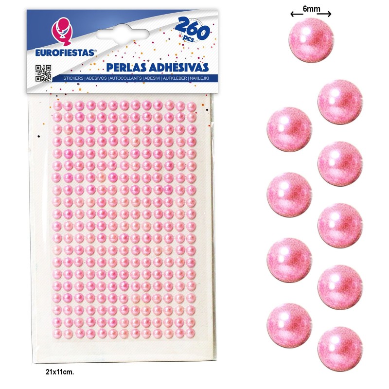 Perełki Perłowe NAKLEJKI kryształki DŻETY 6mm 260szt.